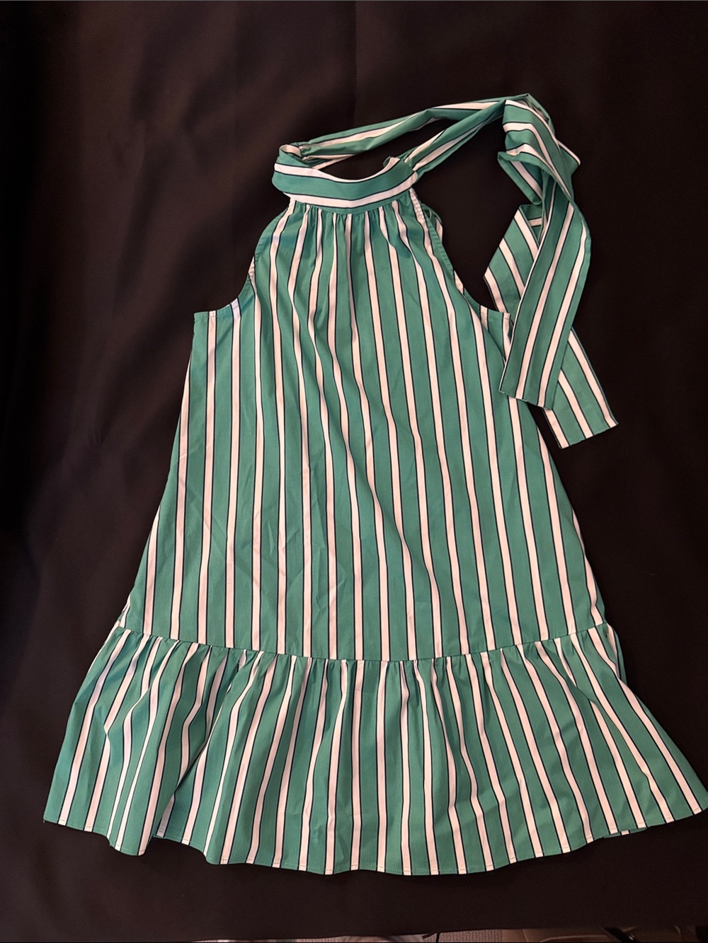 Rachel Zoe - Green and White Striped Halter Dress with Pockets / XS